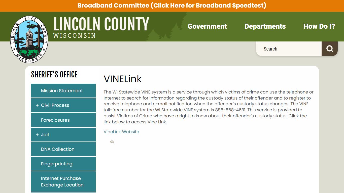 VINELink | Lincoln County, Wisconsin