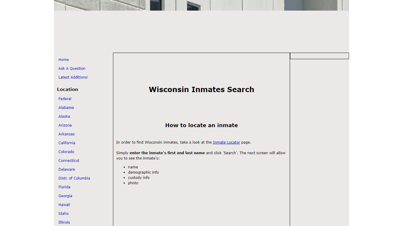 Wisconsin Inmates Search - The Free Inmate Locator